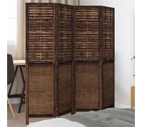 vidaXL Cloison de Séparation 4 Panneaux, Séparateur de Pièce, Écran d'Intimité, Paravent de Salon Chambre, Marron Foncé Bois 358705