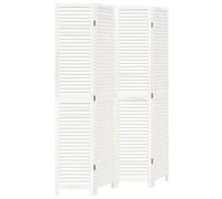 vidaXL Cloison de séparation 4 panneaux 358835 Bois de paulownia massif Blanc