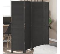 Kamerscherm met 4 panelen massief paulowniahout zwart358849