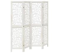 vidaXL Cloison de séparation 4 panneaux – Paravent blanc en bois de paulownia massif
