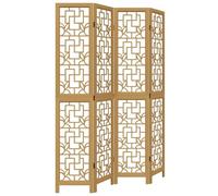 vidaXL Cloison de Séparation 4 Panneaux, Séparateur de Pièce, Écran d'Intimité, Paravent de Salon Chambre, Marron Bois Paulownia Massif