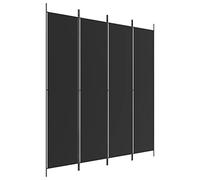 vidaXL Cloison de Séparation 4 Panneaux Séparateur de Pièce Pliable Diviseur Écran d'Intimité Paravent Décoration Salon Noir 200x220 cm Tissu