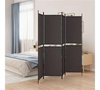 vidaXL Cloison de Séparation 4 Panneaux Séparateur de Pièce Pliable Diviseur Écran d'Intimité Paravent Décoration Salon Marron 200x200 cm Tissu Marron G
