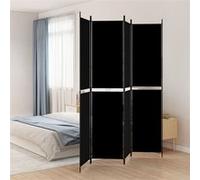 vidaXL Cloison de Séparation 4 Panneaux Séparateur de Pièce Pliable Diviseur Écran d'Intimité Paravent Décoration Salon Noir 200x220 cm Tissu Noir G