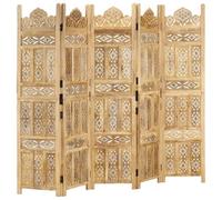 vidaXL Cloison de séparation 5 panneaux 200x165 cm Bois de manguier Marron clair