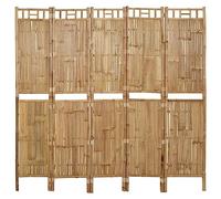 vidaXL Cloison de séparation 5 panneaux — Paravent pliable en bambou 200x180 cm