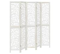 vidaXL Cloison de séparation 5 panneaux 358743 – Bois de paulownia massif blanc
