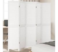 vidaXL Cloison de séparation 5 panneaux blanc bois de paulownia massif Blanc
