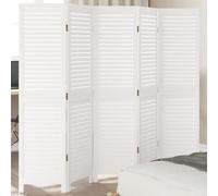 vidaXL Cloison de séparation 5 panneaux blanc bois de paulownia massif Blanc