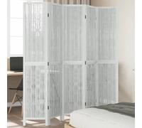 vidaXL Cloison de séparation 5 panneaux blanc bois de paulownia massif Blanc