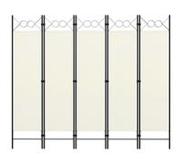 vidaXL Cloison de séparation 5 panneaux Blanc crème 200x180 cm Blanc
