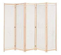 vidaXL Cloison de séparation 5 panneaux en tissu crème 200 x 170 x 4 cm