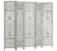 vidaXL Cloison de séparation 5 panneaux Gris 200x165 cm Bois manguier Gris
