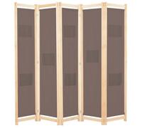 vidaXL Cloison de séparation 5 panneaux Marron 200 x 170 x 4 cm Tissu