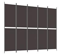 vidaXL Cloison de séparation 5 panneaux Marron 250x200 cm Tissu Marron