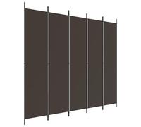 vidaXL Cloison de séparation 5 panneaux pliable tissu marron 250x220 cm