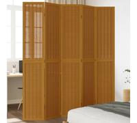 vidaXL Cloison de Séparation 5 Panneaux, Séparateur de Pièce, Écran d'Intimité, Paravent Chambre Salon, Marron Bois Paulownia Massif