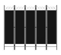 vidaXL Cloison de séparation 5 panneaux Noir 200x180 cm Noir