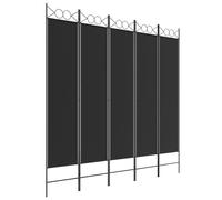 Kamerscherm met 5 panelen 200x200 cm stof zwart350157