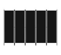 vidaXL Paravent 5 panneaux - Cloison de séparation noir 250x180 cm pour intérieur