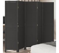 vidaXL Cloison de Séparation 5 Panneaux, Séparateur de Pièce, Écran d'Intimité, Paravent de Salon Chambre, Noir Bois de 358853
