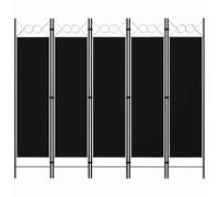 vidaXL Cloison de séparation 5 panneaux Paravent – Noir 200 x 180 cm