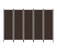 vidaXL Cloison de Séparation 5 Panneaux Séparateur de Pièce Diviseur Ecran d'Intimité Paravent Chambre à Coucher Maison Intérieur Marron 250x180 cm