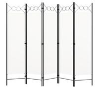 vidaXL Cloison de Séparation 5 Panneaux Séparateur de Pièce Diviseur Ecran d'Intimité Paravent Chambre à Coucher Maison Intérieur Blanc 200x180 cm