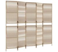 vidaXL Cloison de séparation 5 panneaux – Paravent moderne en résine tressée, beige