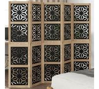 vidaXL Cloison de Séparation 5 Panneaux, Séparateur de Pièce, Écran d'Intimité, Paravent de Salon Chambre, Marron Noir 358805 Noir