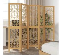 vidaXL Cloison de Séparation 5 Panneaux, Séparateur de Pièce, Écran d'Intimité, Paravent de Salon Chambre, Marron Bois Paulownia Massif