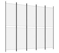 vidaXL Cloison de Séparation 5 Panneaux Séparateur de Pièce Pliable Diviseur Écran d'Intimité Paravent Décoration Salon Blanc 250x220 cm Tissu