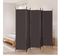 vidaXL Cloison de séparation 5 panneaux 350187 – pliable, tissu marron 250x200 cm