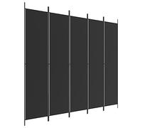 vidaXL Cloison de Séparation 5 Panneaux Séparateur de Pièce Pliable Diviseur Écran d'Intimité Paravent Décoration Salon Noir 250x220 cm Tissu