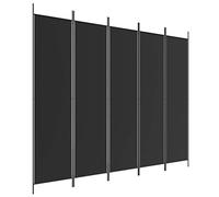 vidaXL Paravent 5 Panneaux, 250x200 cm, Polyester & Structure en Fer, Noir, Écran de Confidentialité Pliable, Cloison 350189
