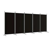 vidaXL Cloison de Séparation 5 Panneaux Séparateur de Pièce Pliable Diviseur Écran d'Intimité Paravent Décoration Salon Noir 433x180 cm Tissu