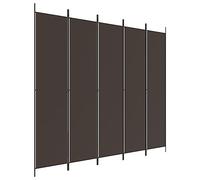 vidaXL Cloison de Séparation 5 Panneaux Séparateur de Pièce Pliable Diviseur Écran d'Intimité Paravent Décoration Salon Marron 250x220 cm Tissu