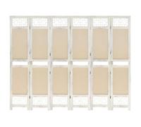 vidaXL Cloison de séparation 6 panneaux Crème 210x165 cm Tissu