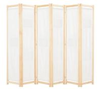 vidaXL Cloison de séparation 6 panneaux Tissu 240 x 170 x 4 cm Crème