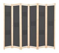 vidaXL Cloison de séparation 6 panneaux Paravent – Gris 240 x 170 x 4 cm Tissu