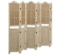 Cloison de Séparation 6 Panneaux Marron 214x165 cm Tissu Paravent vidaXL