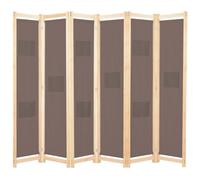 vidaXL Cloison de séparation 6 panneaux Marron 240 x 170 x 4 cm Tissu