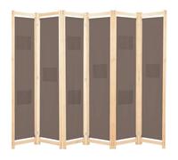 vidaXL Cloison de séparation 6 panneaux Marron 240 x 170 x 4 cm Tissu 248182