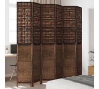 Cloison de séparation 6 panneaux marron foncé paulownia massif