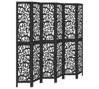 vidaXL Cloison de séparation 6 panneaux en bois de paulownia massif noir – écran d'intimité