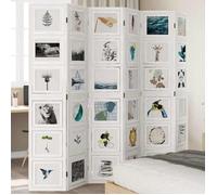 vidaXL Cloison de Séparation 6 Panneaux, Paravent de Chambre, Panneau de Séparateur de Pièce, Écran d'Intimité Salon Bureau, Blanc Bois de Paulownia Massif
