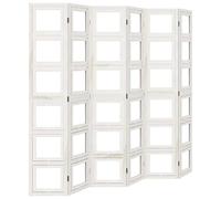 vidaXL Cloison de Séparation 6 Panneaux, Paravent de Chambre, Panneau de Séparateur de Pièce, Écran d'Intimité Salon Bureau, Blanc Bois de Paulownia Massif