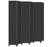 Kamerscherm met 6 panelen massief paulowniahout zwart358860