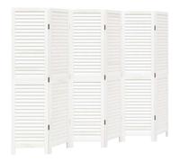 vidaXL Cloison de séparation 6 panneaux en bois de paulownia massif blanc