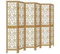 vidaXL Cloison de Séparation 6 Panneaux, Séparateur de Pièce, Écran d'Intimité, Paravent de Salon Chambre, Marron Bois Paulownia Massif